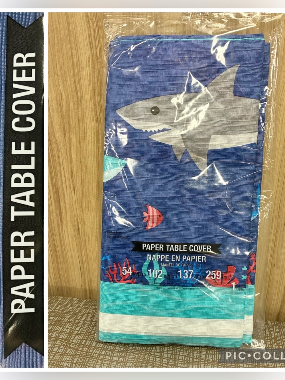 🍭$5🍭 NEW Shark Party Paper Table Cover Tablecloth 54” x 102” Blue